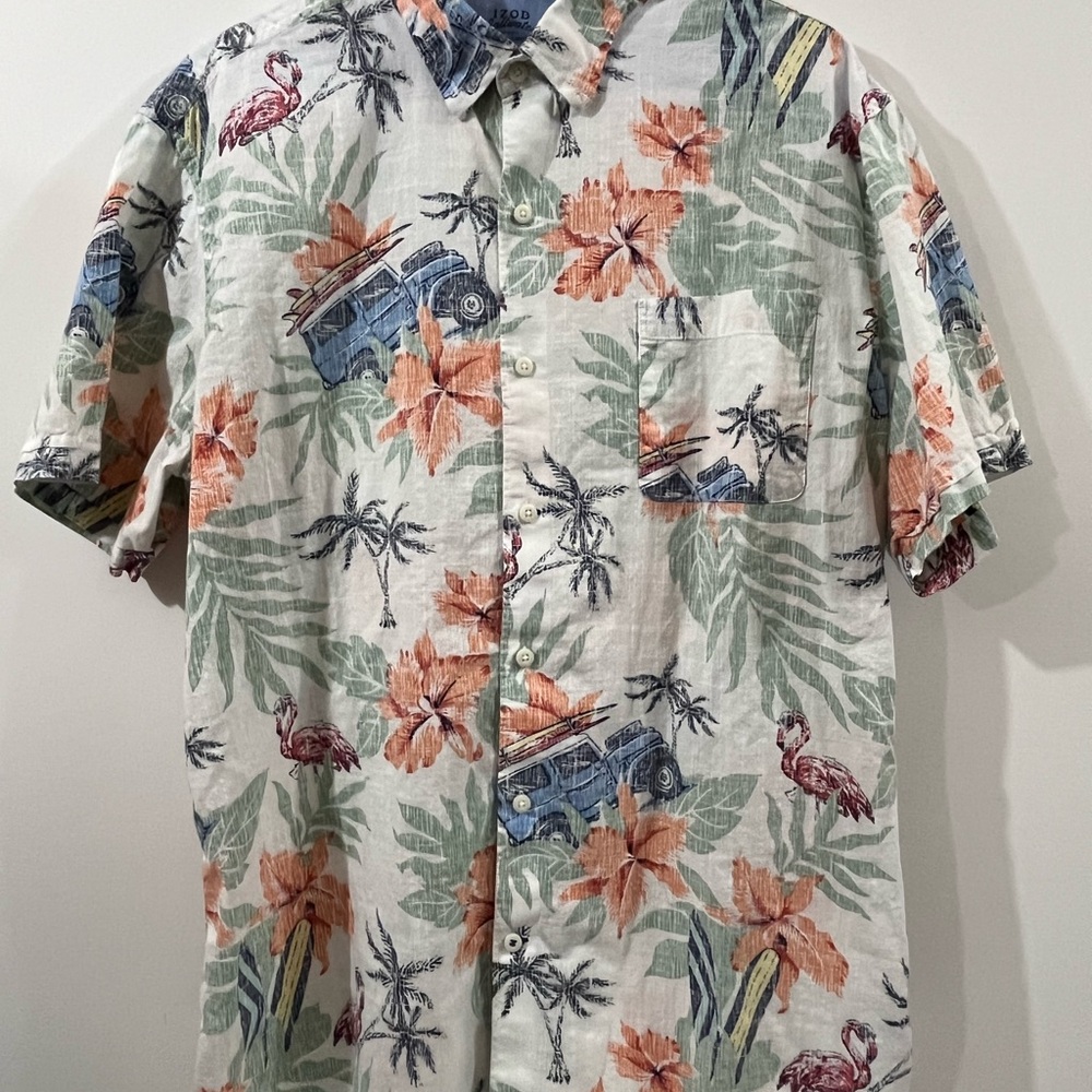 Izod Saltwater Classics size XL Hawaiian Floral Men's Short Sleeve Shirt